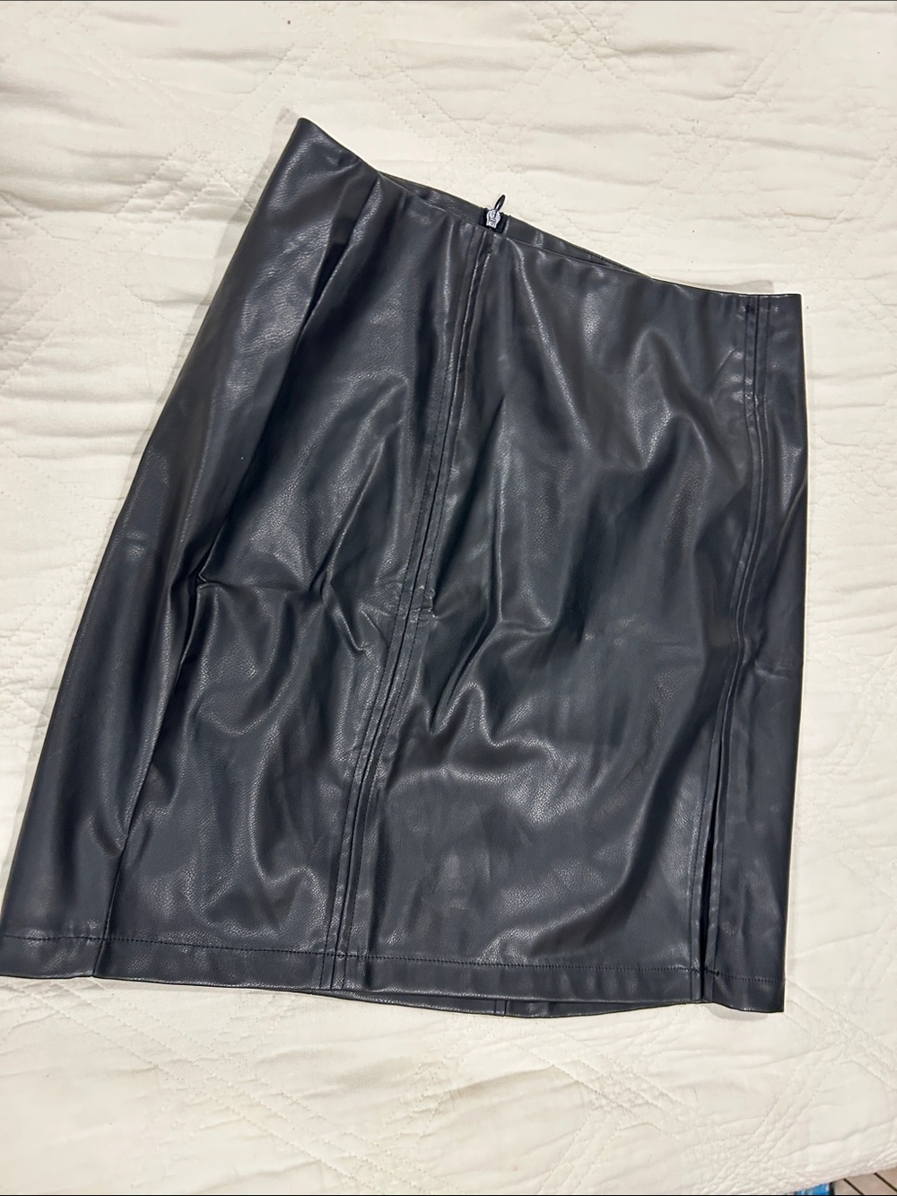 Mango Black Faux Leather Pencil Skirt